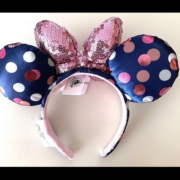 Minnie Mouse Navy Blue Polka Dots Ears - Picture 8 of 8